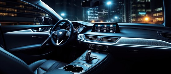 modern luxury car interior, comfortable and expensive car, automotive concept