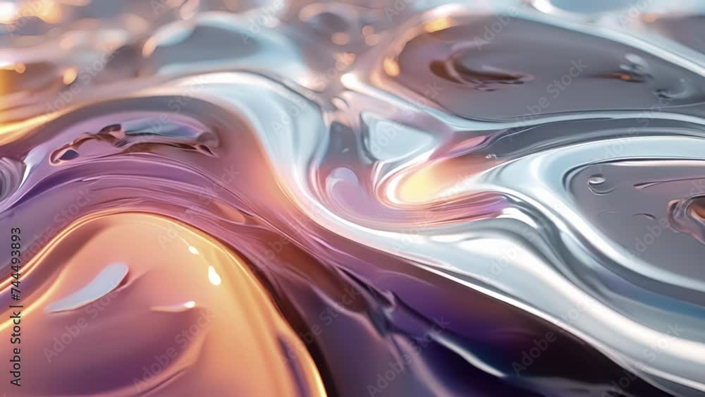 Poster Closeup of a distorted reflection on a metallic surface