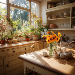 interior of a bright and beautiful kitchen