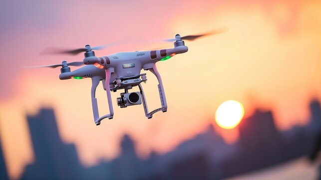flying drone with digital camera, surveillance camera