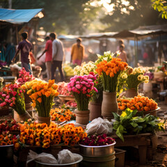 Symphony of colors in a flower market. 