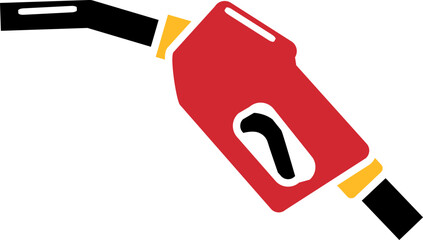 Gasoline pistol pump fuel nozzle flat vector