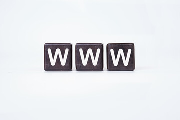 WWW symbol on cubes on a white background.