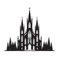 Dynamic Cathedral Silhouette Collection - Traversing the Grand Architectural Realms through Cathedral Vector - Cathedral Illustration
