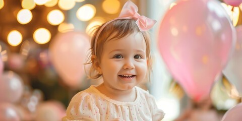 Fototapeta na wymiar Little girl celebrate birthday 