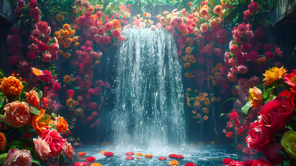 A serene waterfall nestled in nature, its cascading beauty a testament to the timeless allure of the forest