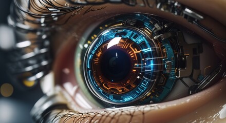 Digital Close-Up of Robotic or Bionic Eye