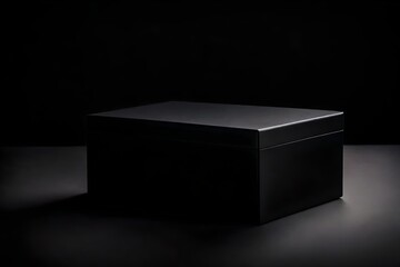 classy and minimalist black box packaging template , product presentation mockup