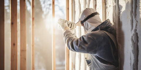 A detail of the worker installed wall insulation.