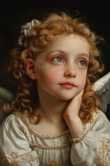 Portrait of a little girl with wings 