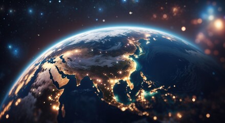 Naklejka premium Earth view from outer space background