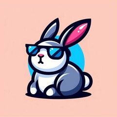 Rabbit vector flat logo illustration