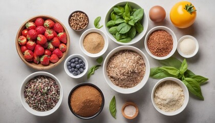 Assortment of delicious healthy recipe ingredients