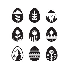 Bewitching Silhouette of Easter Egg Elegance - A Dance of Shadows and Trepidation with Easter Egg Vector - Easter Vector

