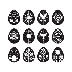 Spine-Chilling Easter Egg Set of Silhouette - Unveiling the Elegance of Celebration through Easter Egg Illustration
