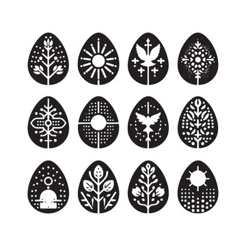 Spine-Chilling Easter Egg Set of Silhouette - Unveiling the Elegance of Celebration through Easter Egg Illustration
