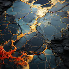 cracked black and gold marble background