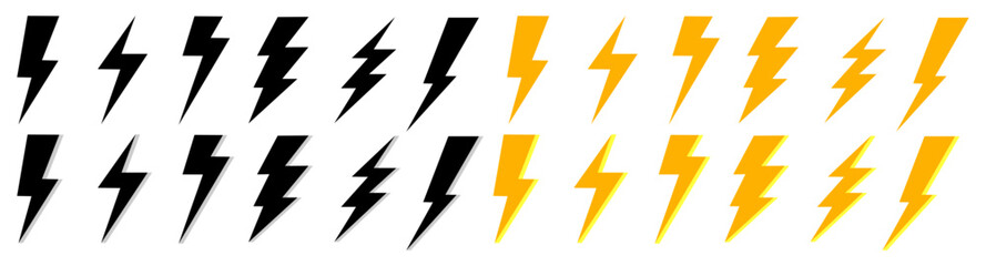 Thunderbolt vector design Lightning flat icons set illustration isolated
