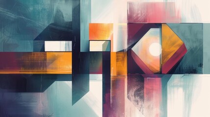 Modern Abstract Art with Geometric Shapes and Vibrant Colors