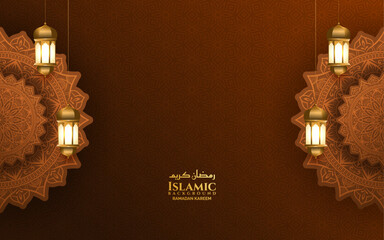 luxury mandala 3d islamic ramadan eid background banner with lantern 