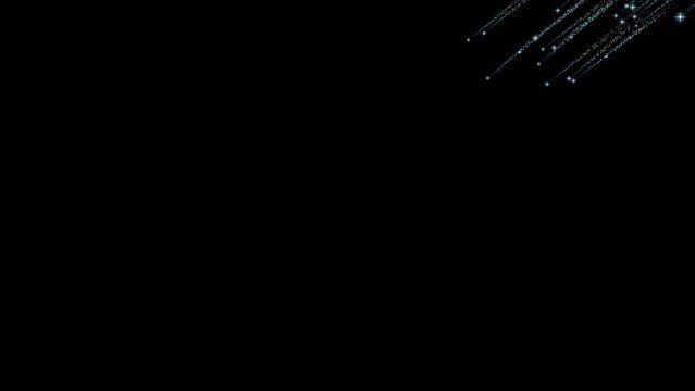 煌めき斜めに流れる青色の流星軍　ループ　アルファチャンネル