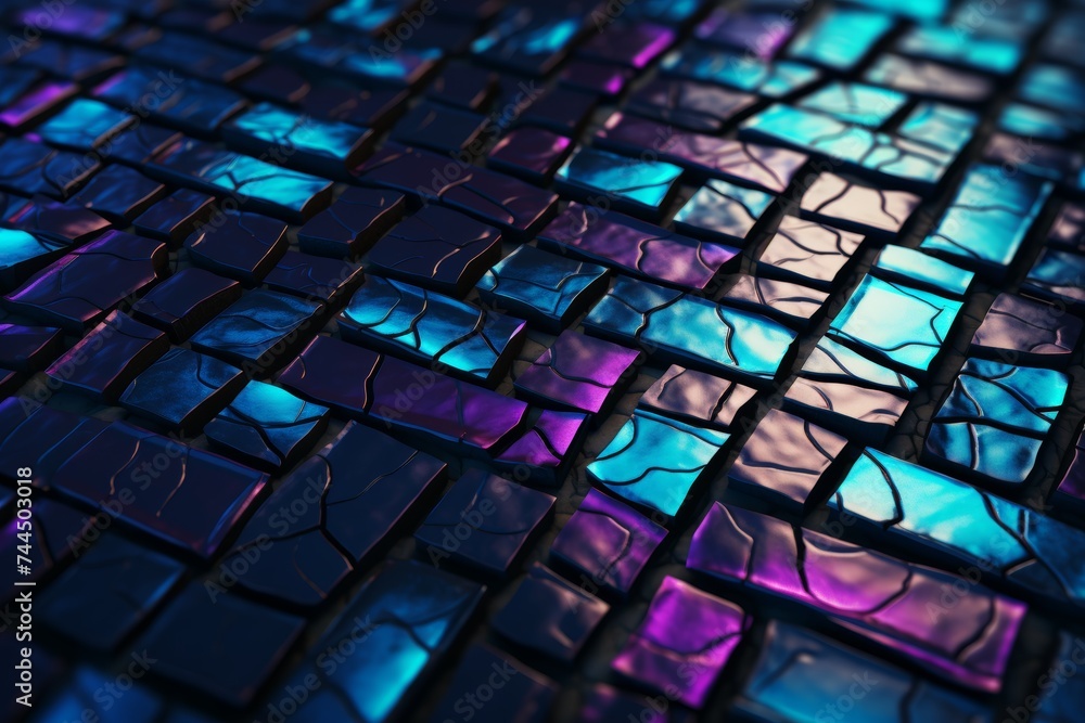Poster abstract metallic holographic shape in multicolored spectrum for futuristic design concepts