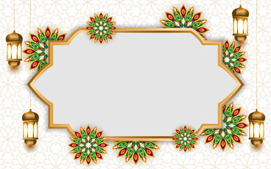 luxury arabesque islamic ramadan eid background banner with lantern 