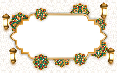 luxury empty frame islamic ramadan eid background banner with lantern 