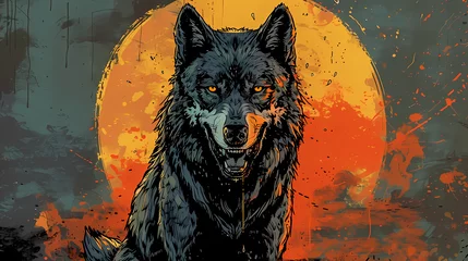Fotobehang alpha wolf art illustration background © skizophobia