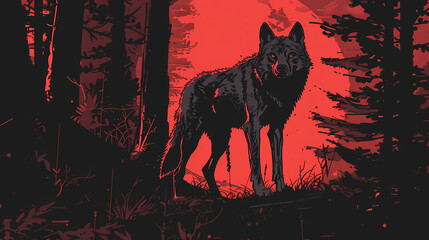 alpha wolf art illustration background