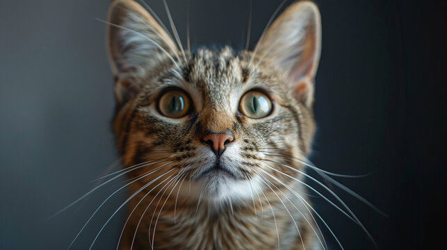 Whisker-twitching cat observing its surroundings with keen perceptiveness on transparent background.jpg format.