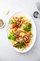 Couscous salad with lamb and chickpeas