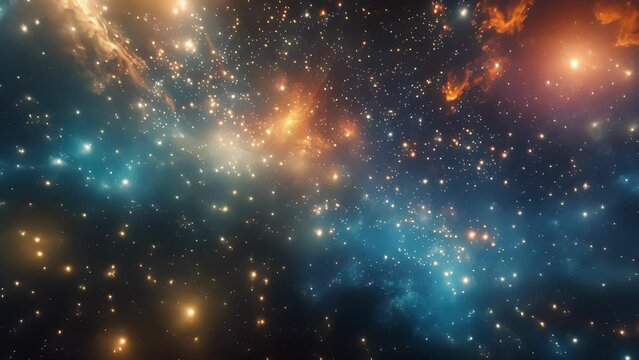 A celestial backdrop of ling particles provides the setting for an interstellar journey as you glide through a sea of stars and galaxies lost in the surreal beauty of the