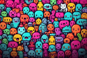 Whimsical Hand Drawn Doodle Monsters