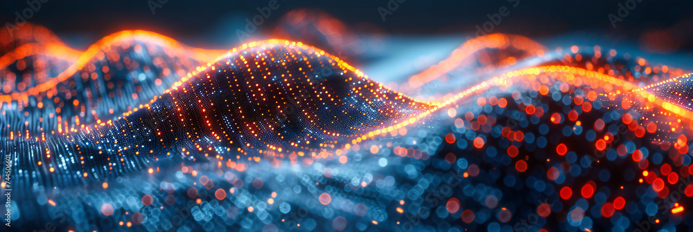 Aufkleber a digital network of light and particles, visualizing the dynamic flow of technology and data in an 