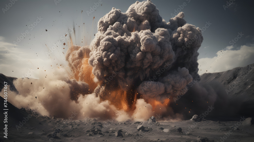 Poster explosion with lava and explosion