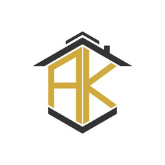 House logo design vector with illustration letter A and other