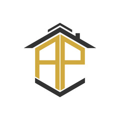 House logo design vector with illustration letter A and other