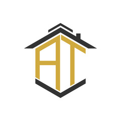 House logo design vector with illustration letter A and other