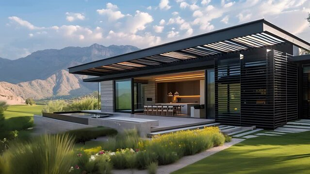 Nestled in the mountains this ecofriendly home incorporates brisesoleil and louvers to control the suns intensity throughout the day. The overhangs provide muchneeded shade