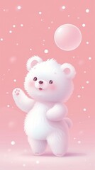 A Cute Teddy Bear in Pink Background