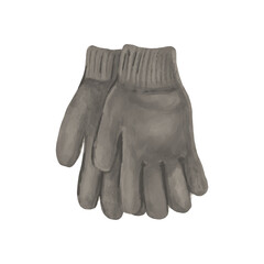 Watercolor vector illustration of gloves