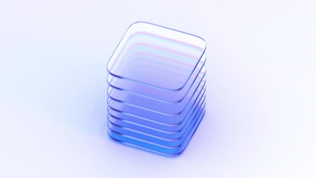 Abstract 3d render, geometric design with glass blocks, 4k seamless looped animation