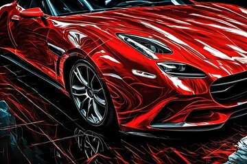 Modern red abstract sports car art effect design