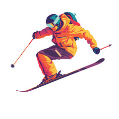 Freestyle Skier Jumping Male Athlete Character in Sp