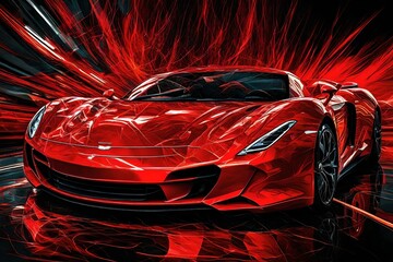 Modern red abstract sports car art effect design