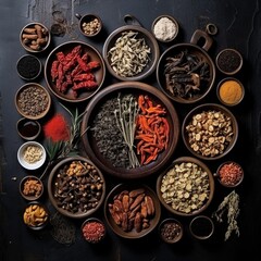 Assortment of traditional chinese herbal medicines available for purchase at market
