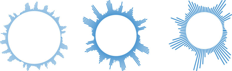 Sound waves collection. High frequency radio wave. Music equalizer. Interference voice recording. Sound wave set. Sound waves, Equalizer, Audio waves, Radio signal. Podcast Equalizer template. Vector 