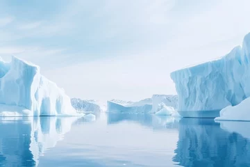 Keuken spatwand met foto Icebergs in blue water, symbolizing the melting glaciers. Melting Icebergs - Global Warming Alert © Оксана Олейник
