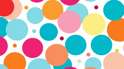 Colorful polka dots on white background. Generative AI.
